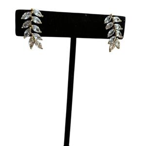 Elegant Gold Filled and Cubic Zirconia Leaf Earrings